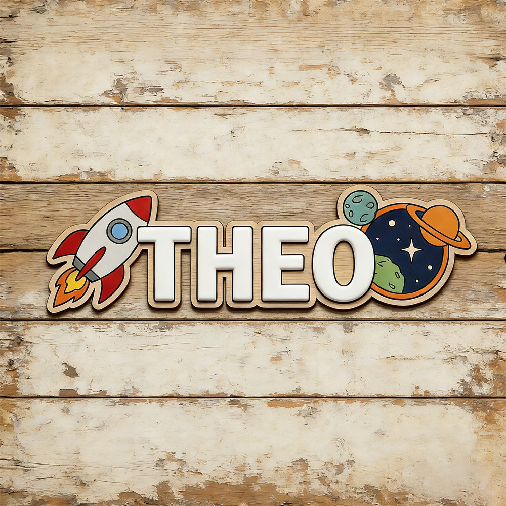 Baby Nursery In - Personalized Space Rocket Name Sign for