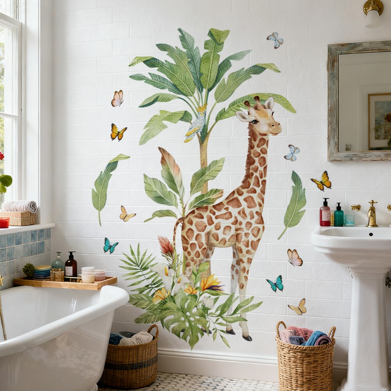 Baby Nursery Mural Wallpaper - Large Forest Animal Giraffe Wall Sticker