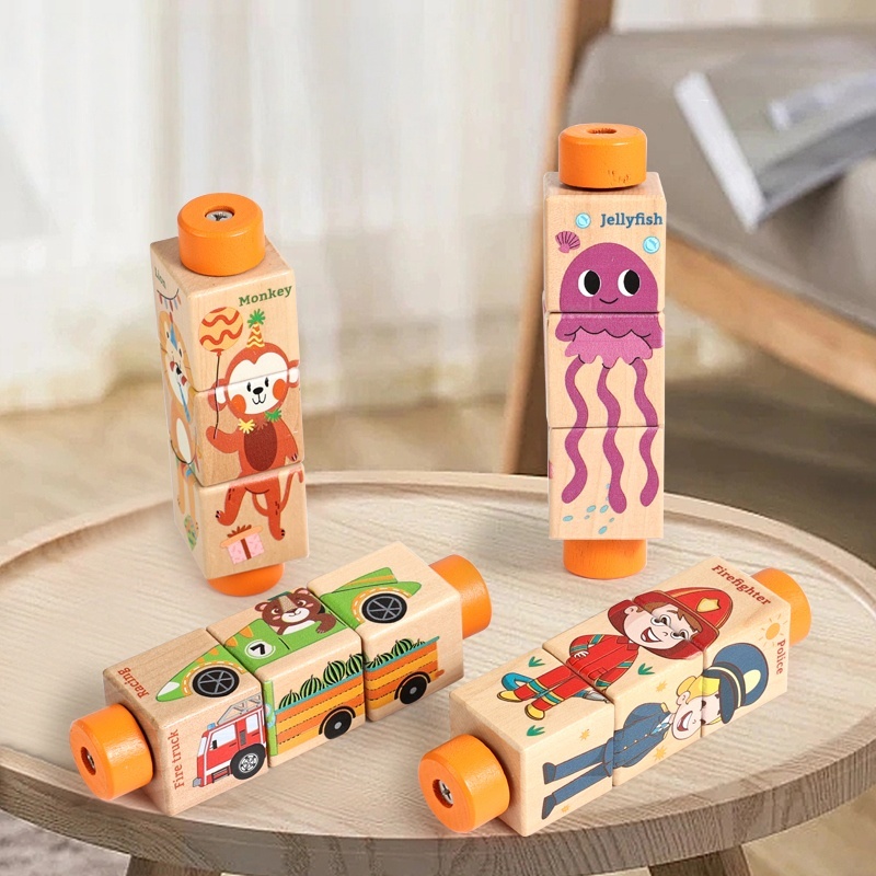 Baby Nursery Games - Baby Wooden Rotating Jigsaw Puzzle Hand