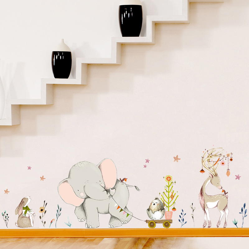 Happy Baby Elephant Bunny Wall - Baby Nursery Mural Wallpaper review and price