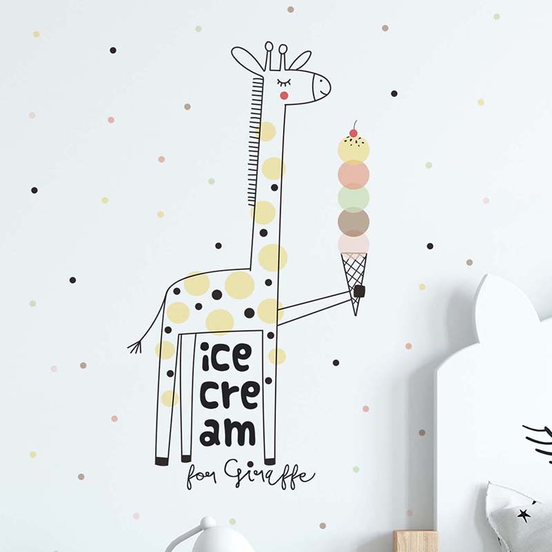 Cartoon Ice Cream Giraffe Wall - Baby Nursery Mural Wallpaper review and price
