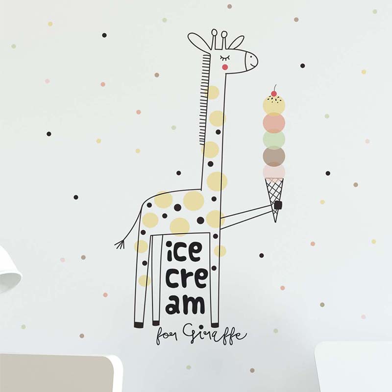 Cartoon Ice Cream Giraffe Wall - Baby Nursery Mural Wallpaper review and price