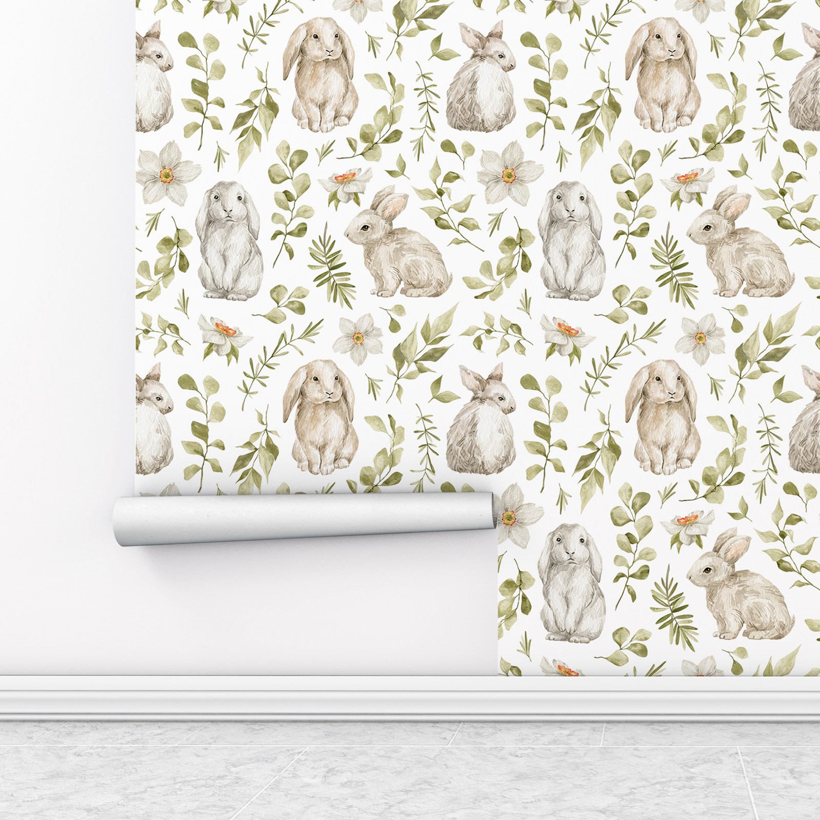 Bunny Wallpaper Kids Room Wall - Baby Nursery Green review and price