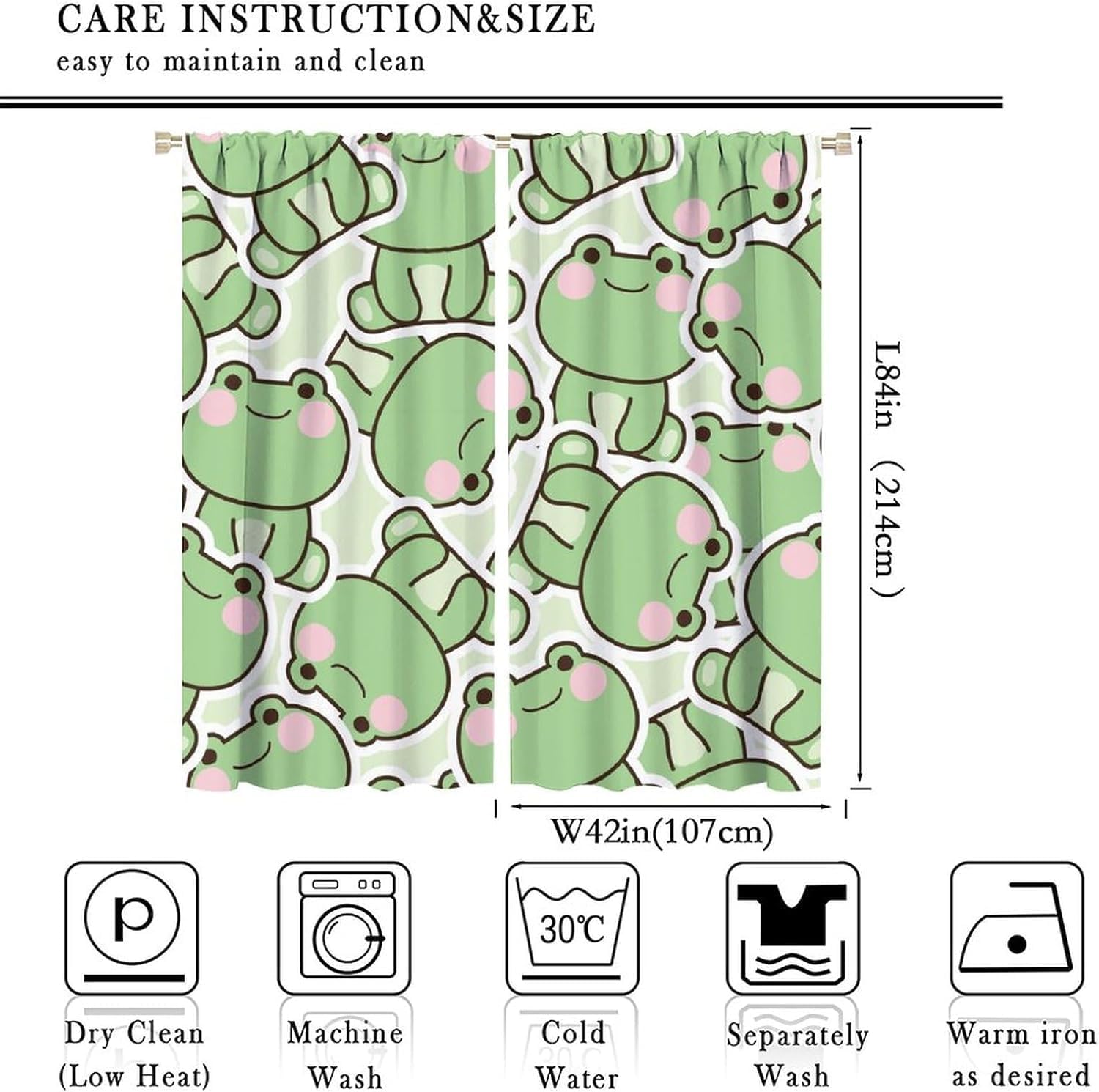 Cute Green Frog Pattern Curtai - Baby Nursery Green review and price