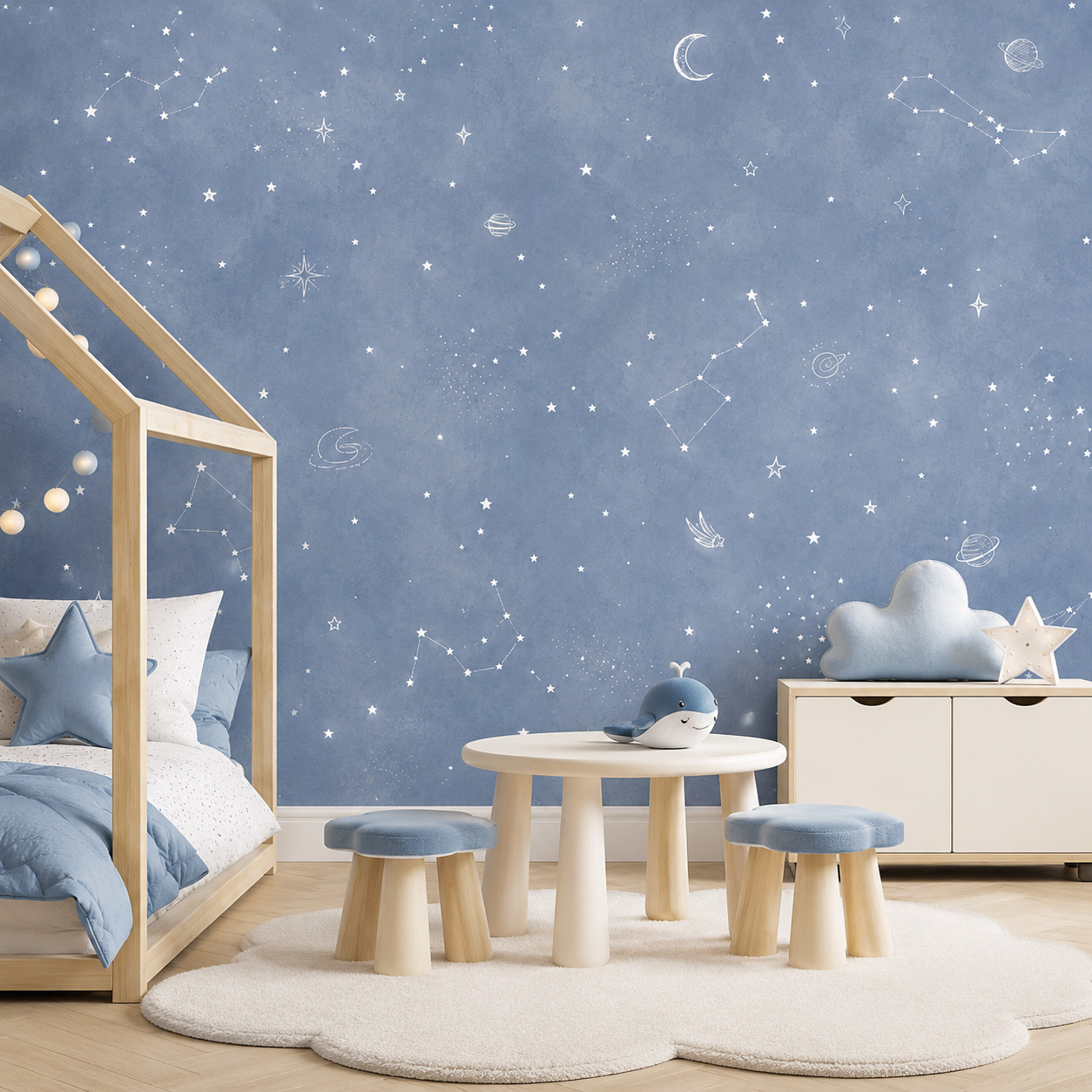 Blue Starry Sky Self Adhesive  - Baby Nursery Mural Wallpaper review and price