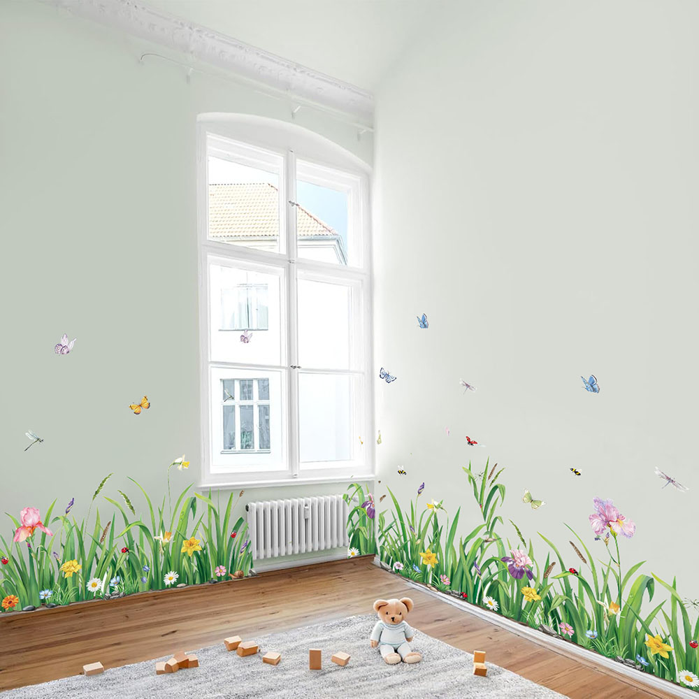 Green Grass Flowers Borader Wa - Baby Nursery Green review and price