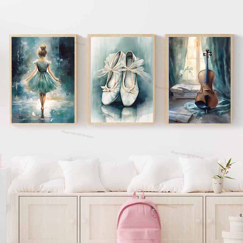 Watercolor Ballet Girl Shoes C - Baby Nursery Prints review and price