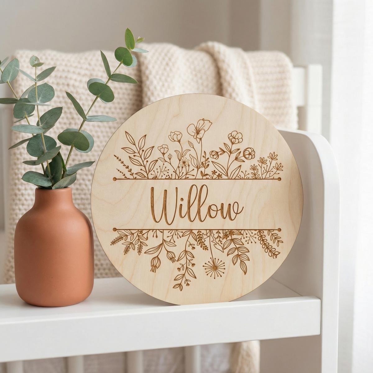 Personalized Floral Round Wood - Baby Nursery In review and price