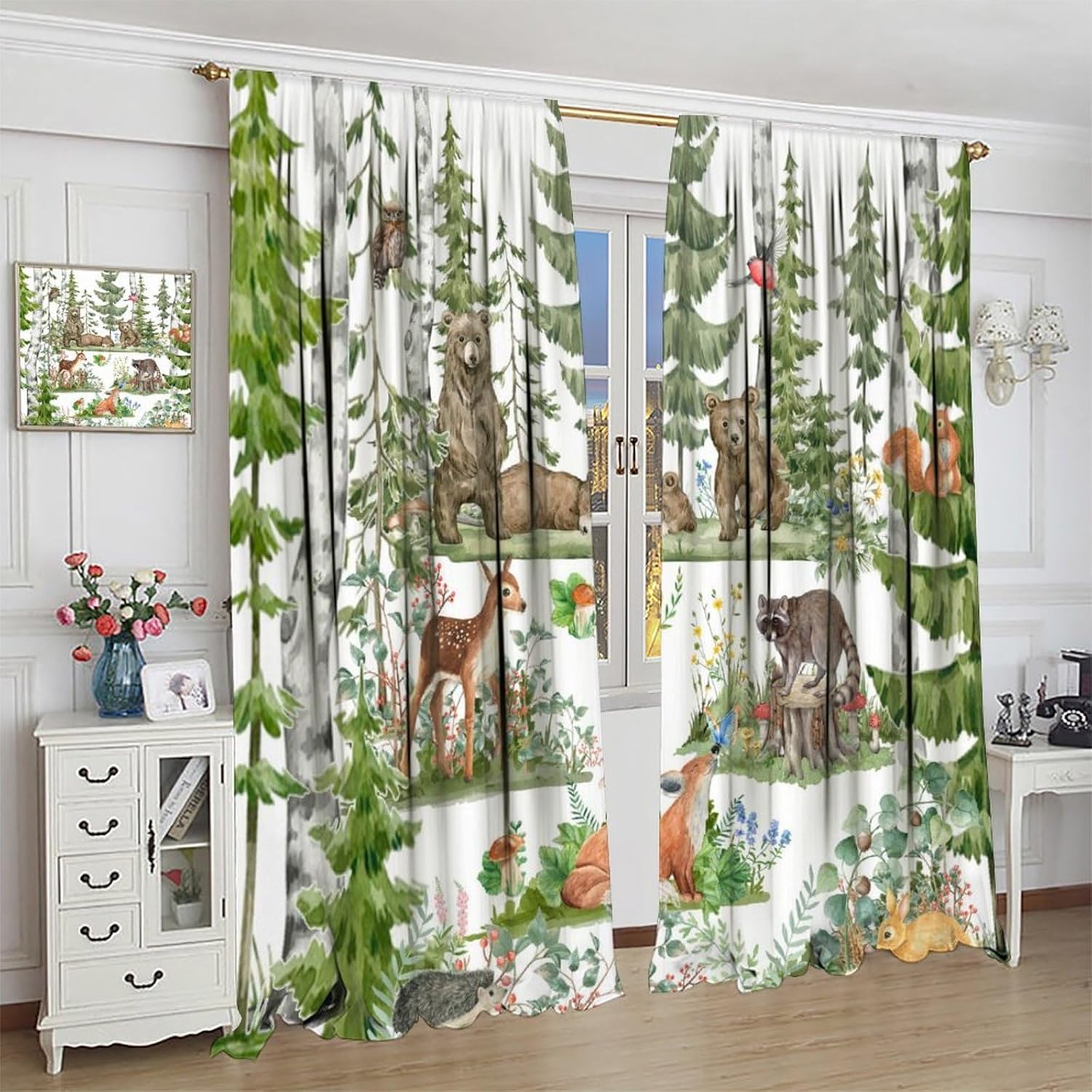 Forest Animal Curtains for Kid - Baby Nursery Green review and price
