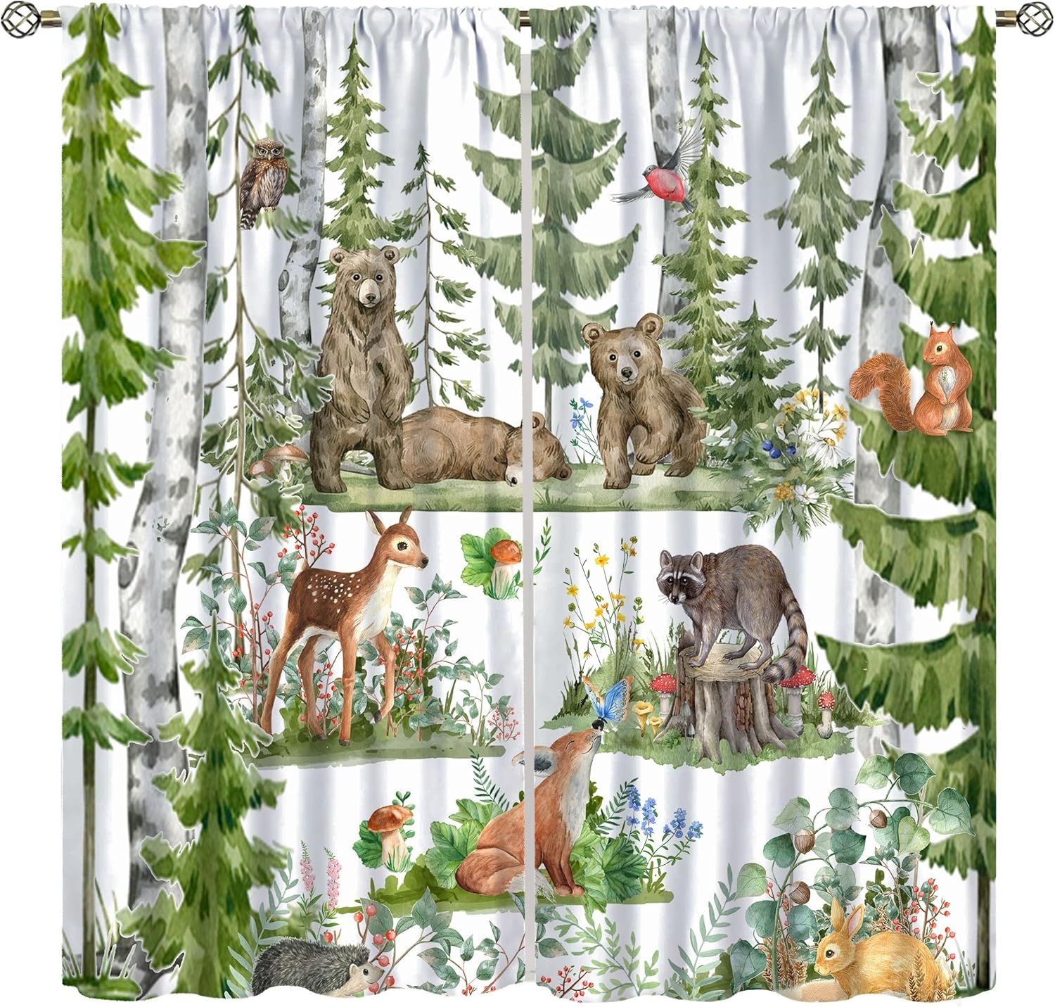 Forest Animal Curtains for Kid - Baby Nursery Green review and price
