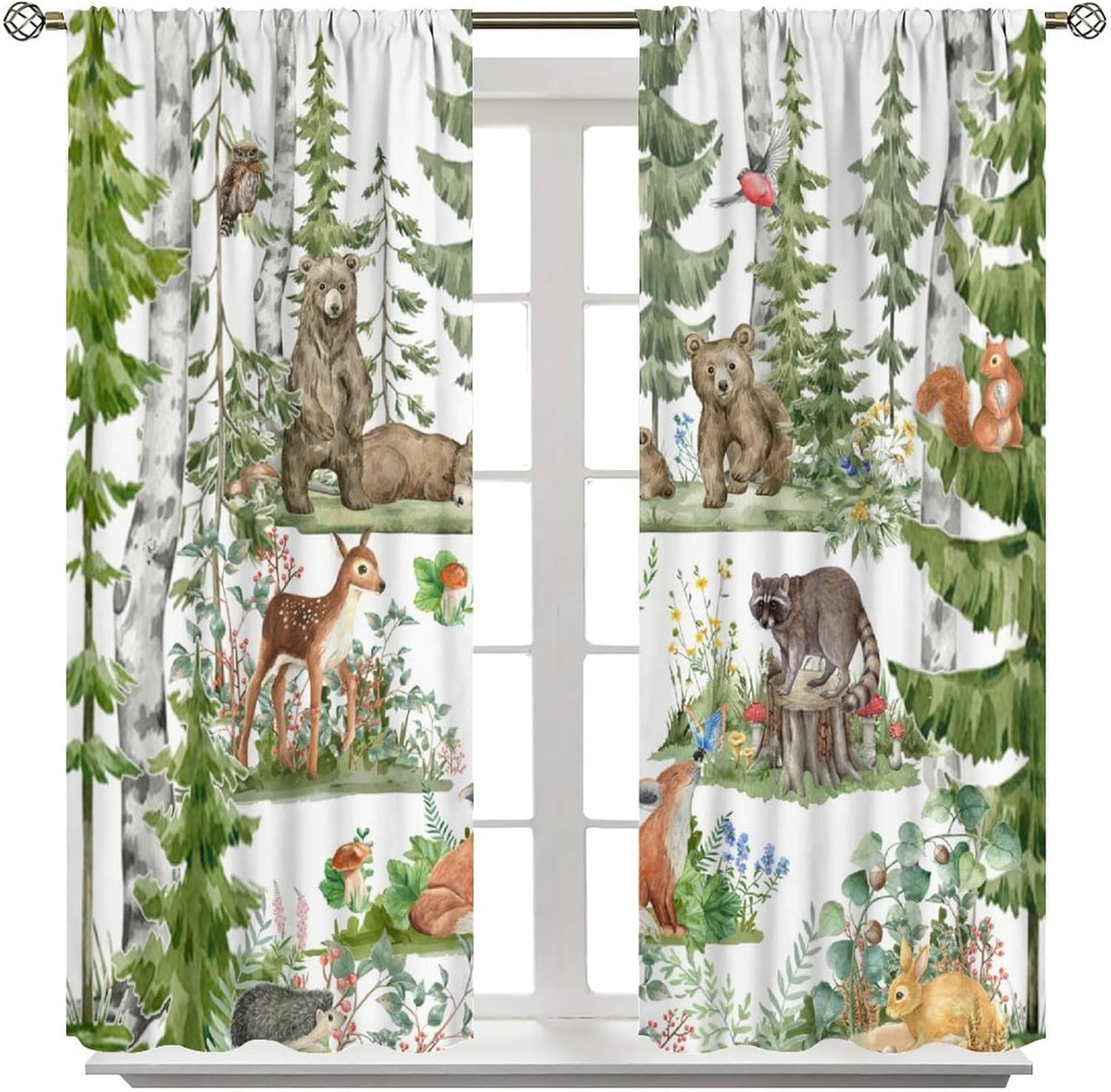 Forest Animal Curtains for Kid - Baby Nursery Green review and price