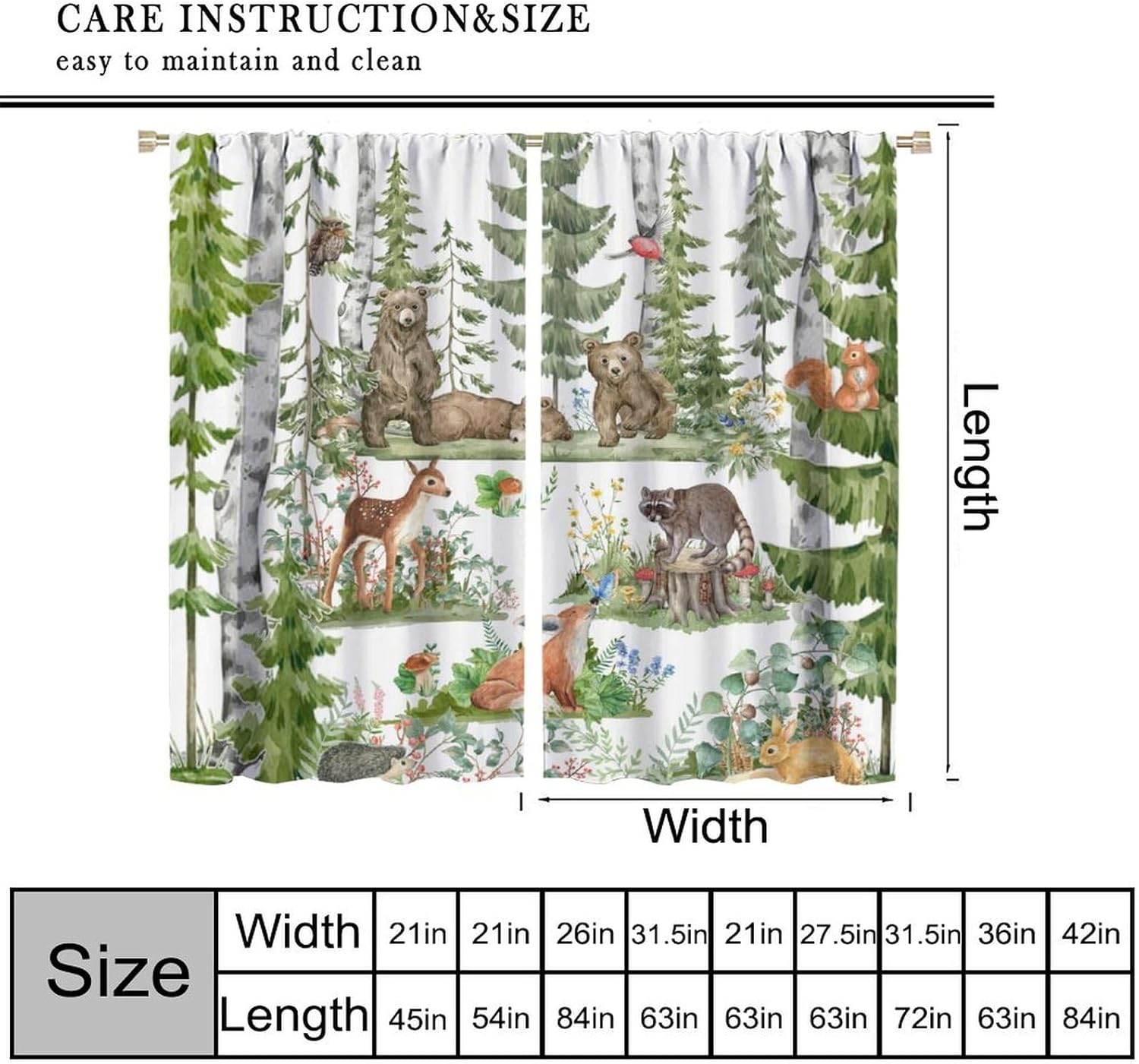 Forest Animal Curtains for Kid - Baby Nursery Green review and price