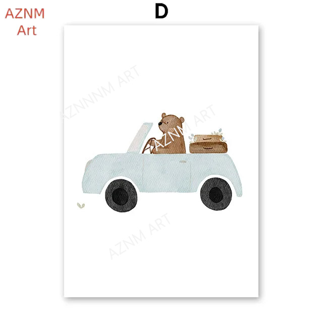Cute Boho Bear Crane Excavator - Baby Nursery Prints review and price