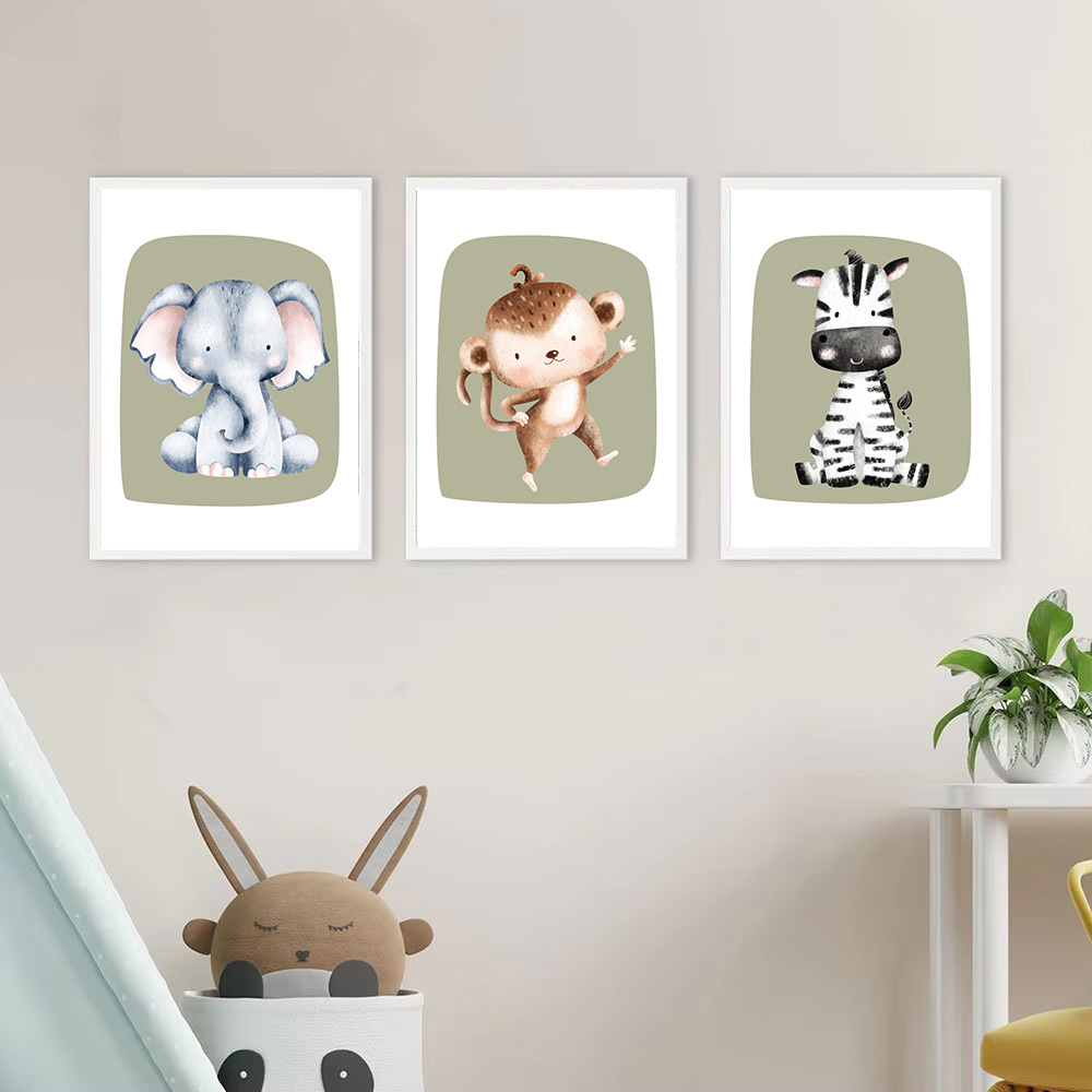 Cute Monkey Zebra Giraffe Lion - Baby Nursery Green review and price