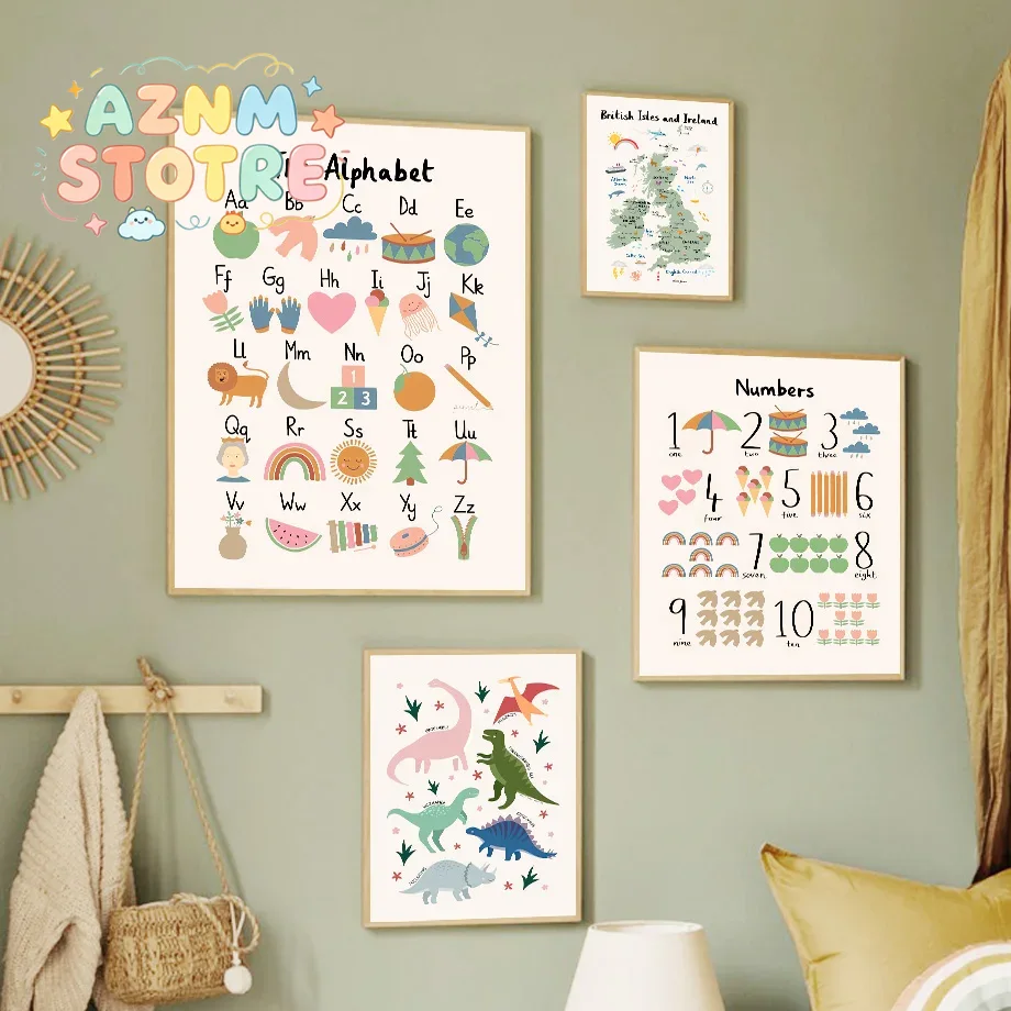 Animal World Map Dinosaur Alph - Baby Nursery Prints review and price