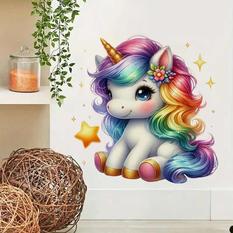 Cute Rainbow Unicorn Wall Stic - Baby Nursery Mural Wallpaper review and price