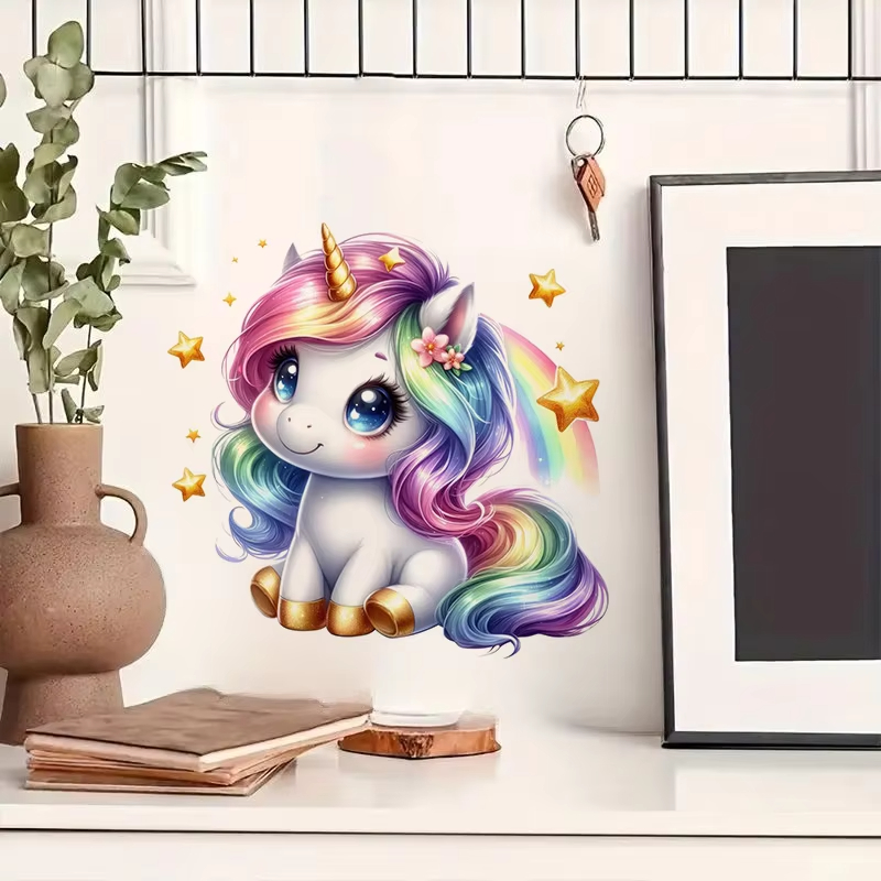 Cute Rainbow Unicorn Wall Stic - Baby Nursery Mural Wallpaper review and price