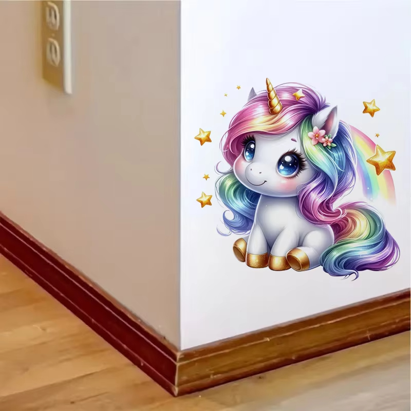 Cute Rainbow Unicorn Wall Stic - Baby Nursery Mural Wallpaper review and price