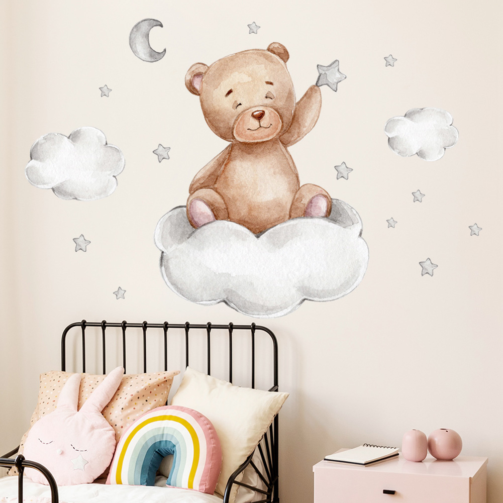 Bear Moon Clouds Stars Wall St - Baby Nursery Mural Wallpaper review and price