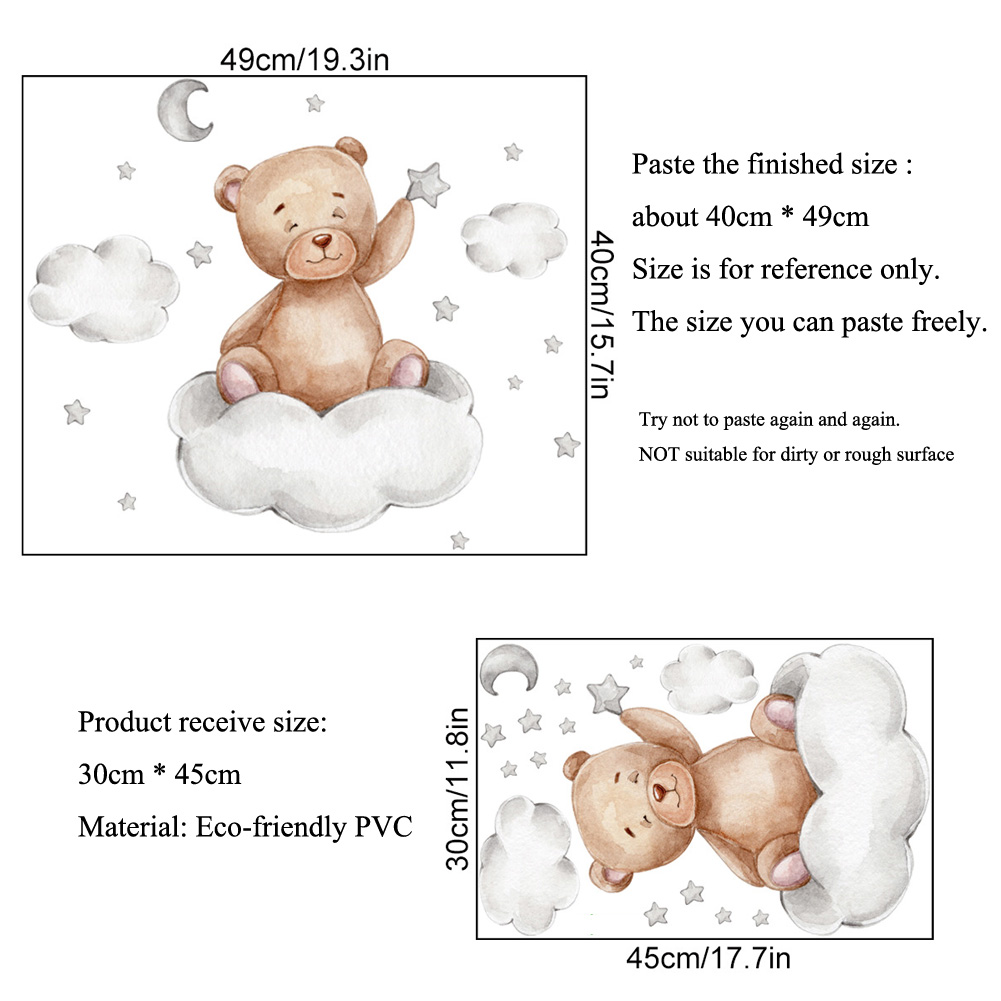 Bear Moon Clouds Stars Wall St - Baby Nursery Mural Wallpaper review and price