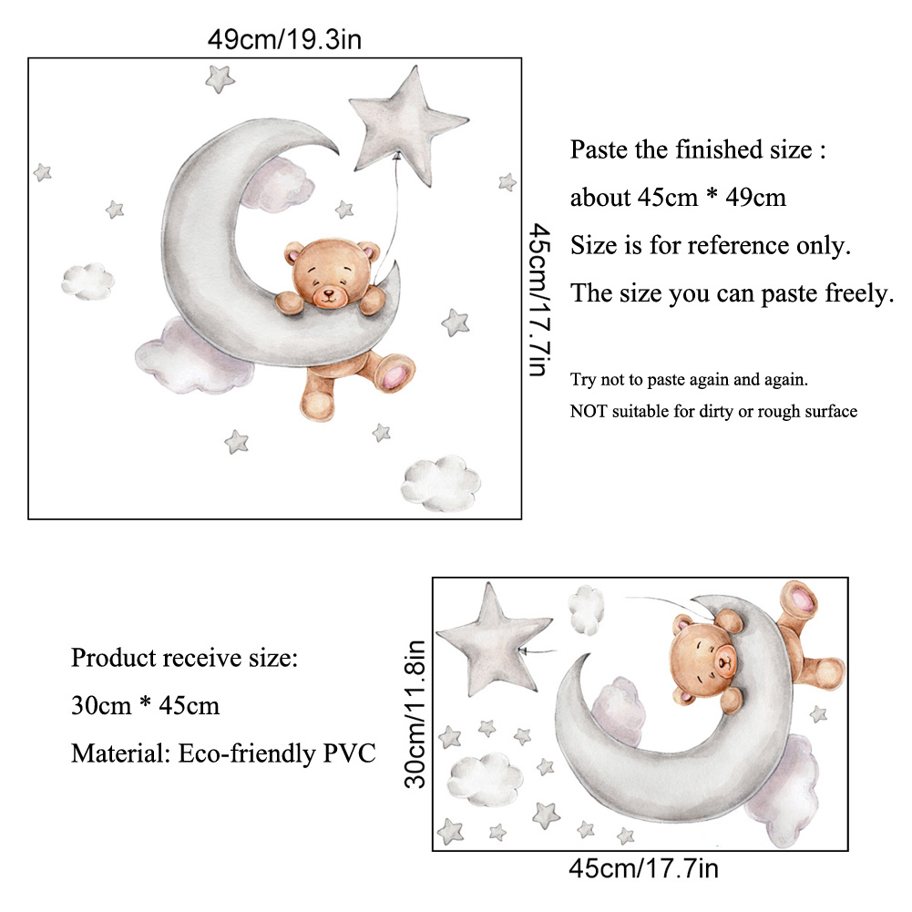 Bear Moon Clouds Stars Wall St - Baby Nursery Mural Wallpaper review and price